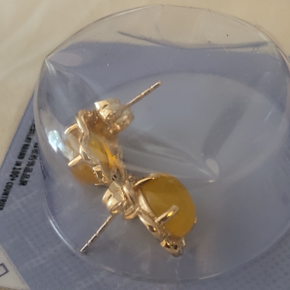 Faux Citrine yellow stone earrings.